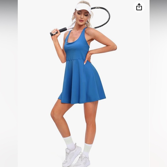 Tennis Dress with Shorts Underneath Workout Built-in Bra Athletic Golf Dress - Picture 1 of 12